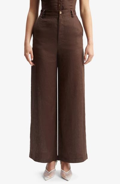 Bardot Bardot Enya High Waist Wide Leg Linen Pant