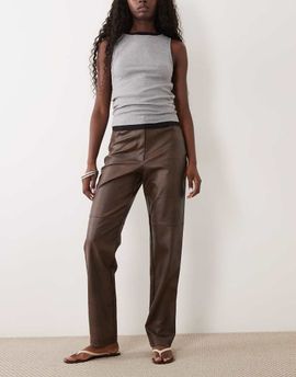 Bardot Bardot faux leather high rise pants in chocolate-Brown