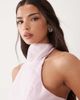 Bardot Bardot Harlow cotton high halter neck crop top in baby pink - part of a set - 3