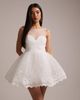 Bardot Bardot Hilda sleeveless sheer insert sweetheart neck voluminous skirt mini dress in ivory-White - 1