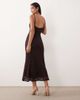 Bardot Bardot Karla cami lace mesh gold trim midi dress in chocolate-Black - 4