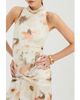 Bardot Bardot Leanna high neck ruched waist thigh slit mesh midaxi dress in ivory watercolor floral-White - 2