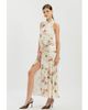 Bardot Bardot Leanna high neck ruched waist thigh slit mesh midaxi dress in ivory watercolor floral-White - 4