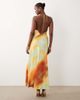 Bardot Bardot Lizbeth halter neck maxi dress with thigh slit in sunrise abstract print-Orange - 4