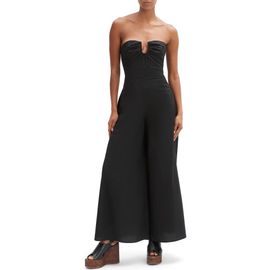 Bardot Bardot Lora Strapless Wide Leg Cotton Poplin Jumpsuit