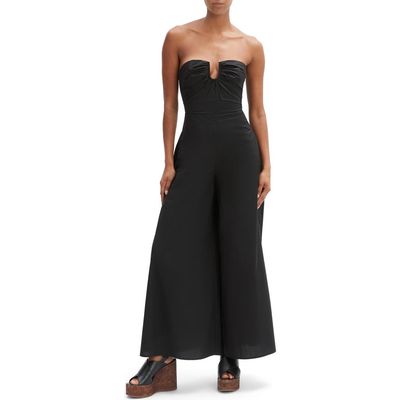 Bardot Bardot Lora Strapless Wide Leg Cotton Poplin Jumpsuit