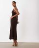 Bardot Bardot Mariko halter neck floral embroidered lace cotton blend midaxi dress in dark chocolate-Brown - 3