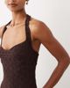 Bardot Bardot Mariko halter neck floral embroidered lace cotton blend midaxi dress in dark chocolate-Brown - 4