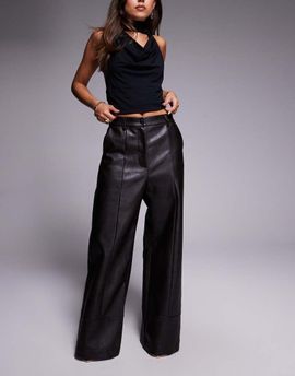 Bardot Bardot Marlowe faux leather pants in dark chocolate-Brown