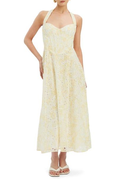 Bardot Bardot Pollie Eyelet Halter Midi Dress