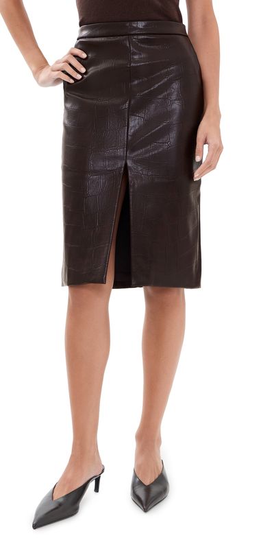 BARDOT BARDOT Rheba Faux Leather Skirt Deep Plum