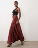 Bardot Bardot satin high waist maxi skirt in rust-Red - 1