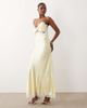 Bardot Bardot Taryn lace trim satin maxi dress with twist detail in canary yellow - 1