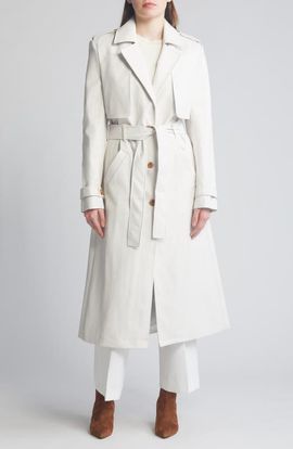 Bardot Bardot Tie Waist Faux Leather Trench Coat