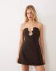 Bardot Bardot Venya structured mini dress with metal hardware detail in chocolate-Brown - 1