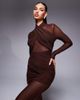 Bardot Bardot Veria wrap mesh maxi dress in chocolate-Brown - 1