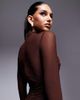 Bardot Bardot Veria wrap mesh maxi dress in chocolate-Brown - 2