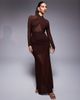 Bardot Bardot Veria wrap mesh maxi dress in chocolate-Brown - 3