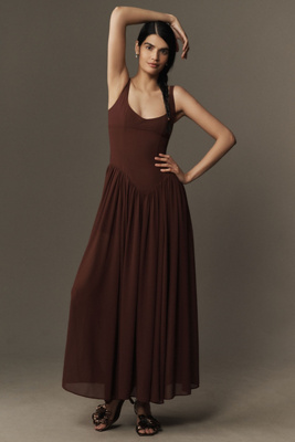 bardot briann drop waist maxi dress Briann Drop Waist Maxi Dress in Chocolate main image 1