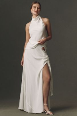 Bardot Solene Cut-Out Satin Maxi Skirt