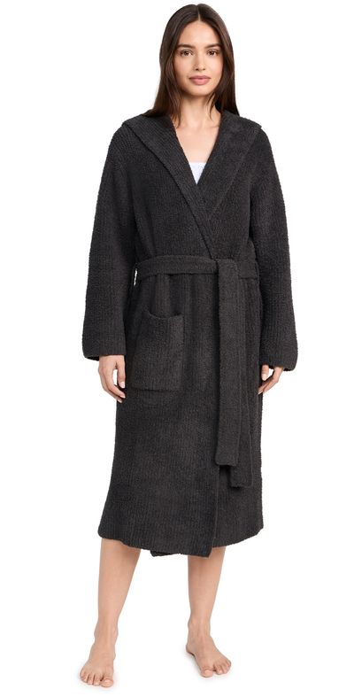 Barefoot Dreams Barefoot Dreams CozyChic Ribbed Hooded Robe Carbon 1