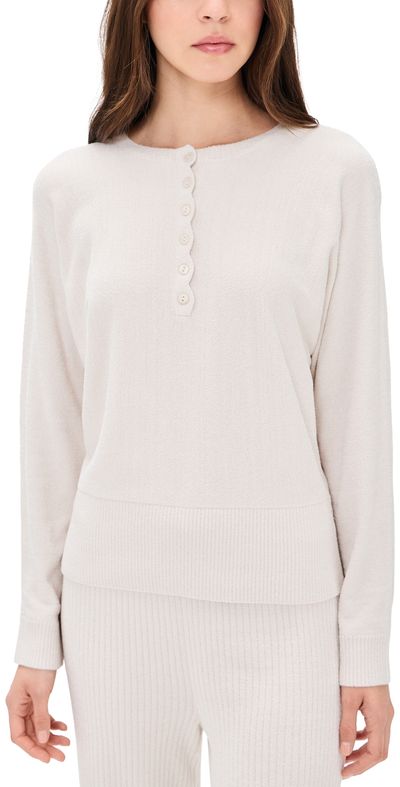 Barefoot Dreams Barefoot Dreams CozyChic Ultra Lite Scallop Henley Top Sand Dune