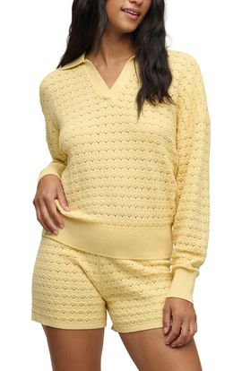 barefoot dreams barefoot dreams Heathered Cotton Tulip Pointelle Collared Pullover