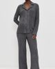 Barefoot Dreams Barefoot Dreams Metallic Rib Button Front Shirt Carbon - 5