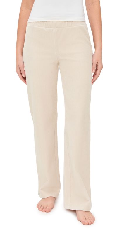 Barefoot Dreams Barefoot Dreams Stretch Corduroy Wide Leg Pants Stone