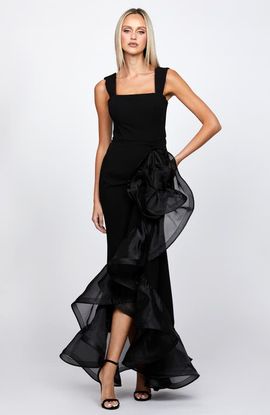 Bariano Bariano Alexis Ruffle Fishtail Hi Lo Gown