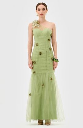 Bariano Bariano Karoline One Shoulder Tulle Gown