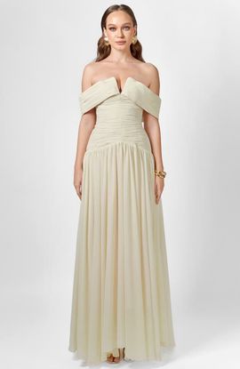 Bariano Bariano Keecia Off Shoulder Chiffon Gown