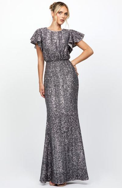 Bariano Bariano Teresa Flutter Sleeve Gown