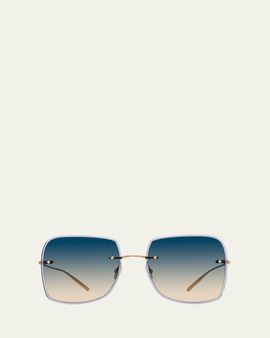 Barton Perreira Sharona Blue Titanium Acetate Square Sunglasses