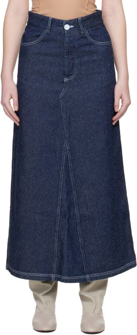 Baserange Baserange Blue Tajo Denim Maxi Skirt