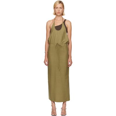 Baserange Baserange Green Apron Midi Dress