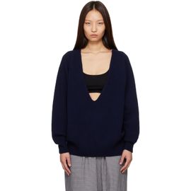 Baserange Baserange Navy Soar V-Neck Sweater
