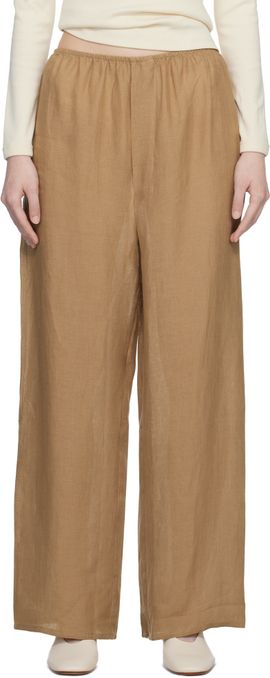 Baserange Baserange Tan Fine Linen Stoa Lounge Pants