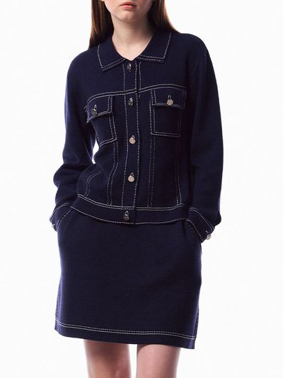 BASIKA Denim Knit Skirt (Denim Navy)