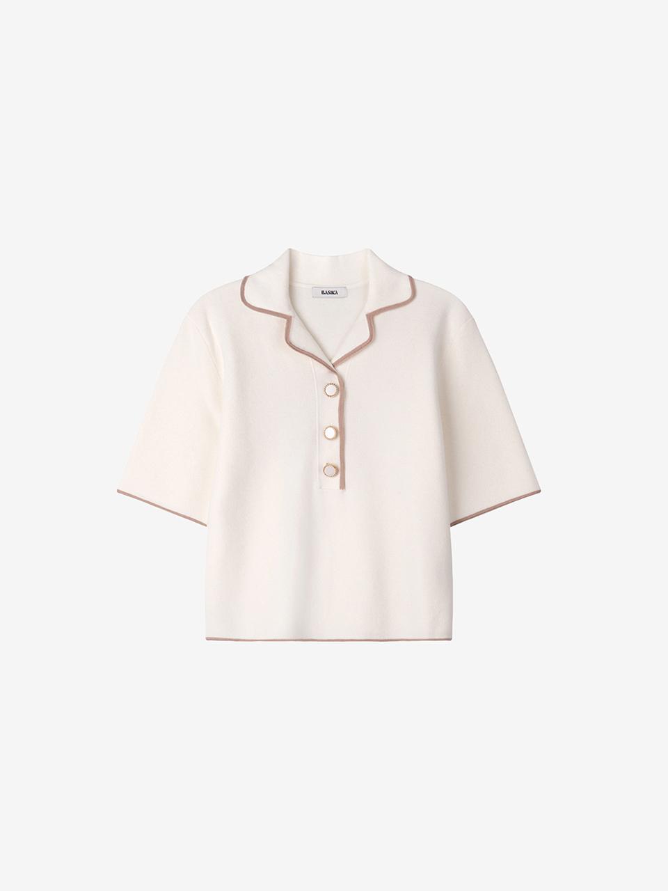 BASIKA Essential Collar Half Knitwear