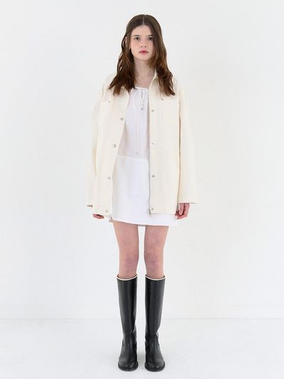 BASQUEN Cotton Half Work Blazer (Ivory)