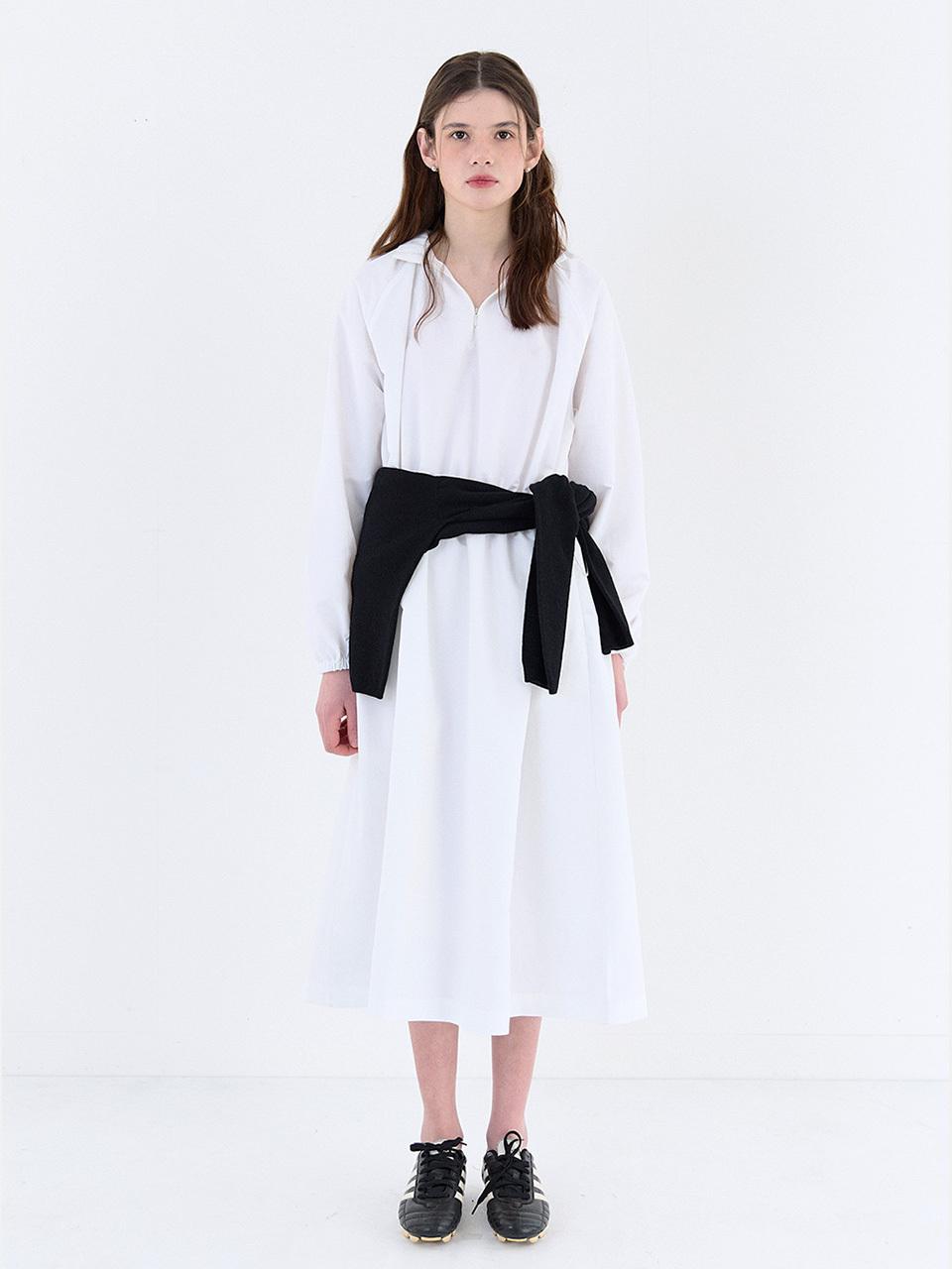 BASQUEN Drawstring Anorak Dress [WHITE]