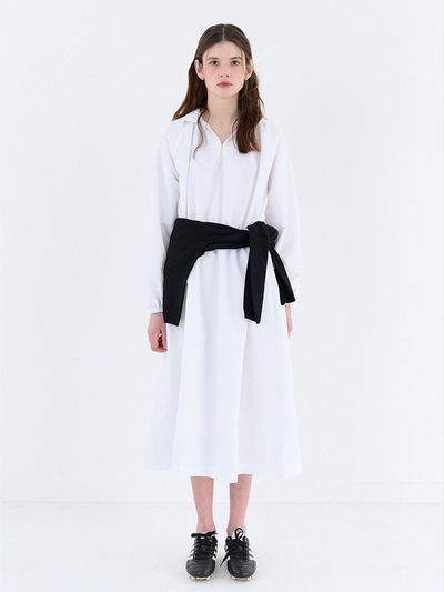 BASQUEN Drawstring Anorak Dress [WHITE]