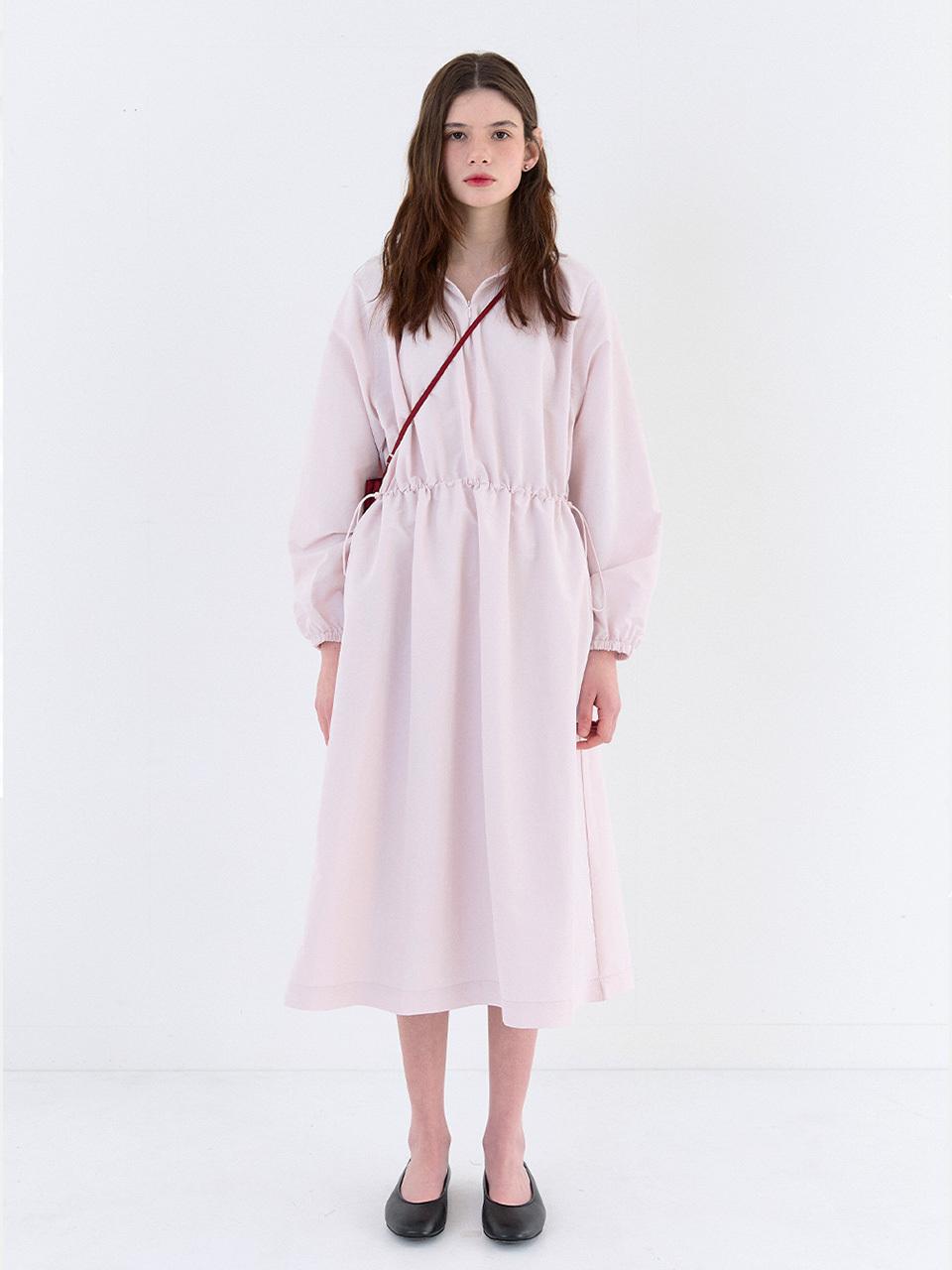 BASQUEN Drawstring Anorak Maxi Dress (Pink)