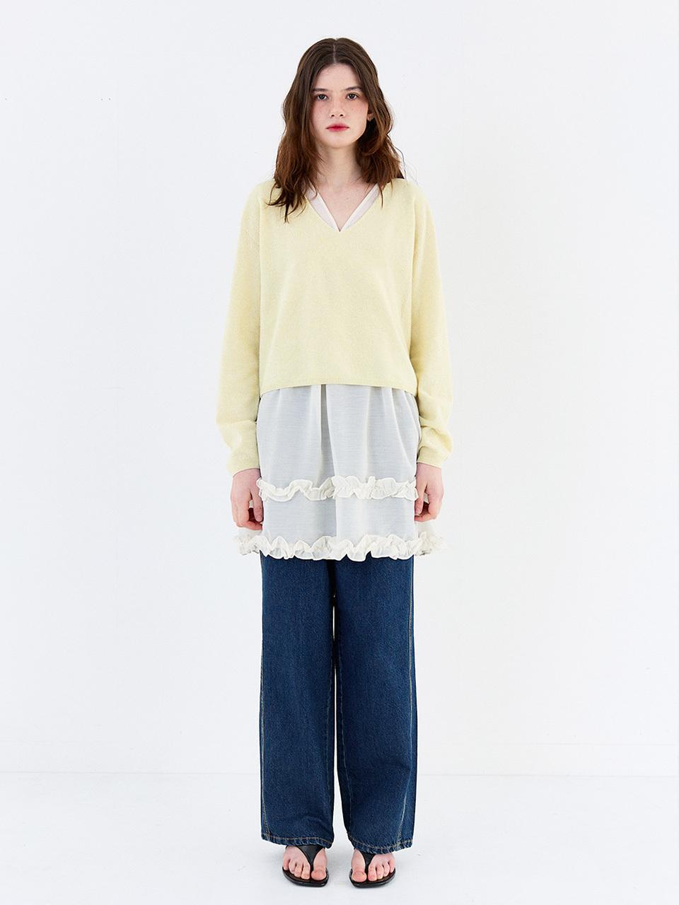 BASQUEN Layered Ruffle Slip Dress [Cream]