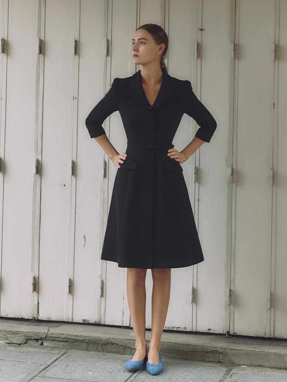 BAU by Bride And You AGATHA Notched Collar A-line Midi Dress _2 Colors
