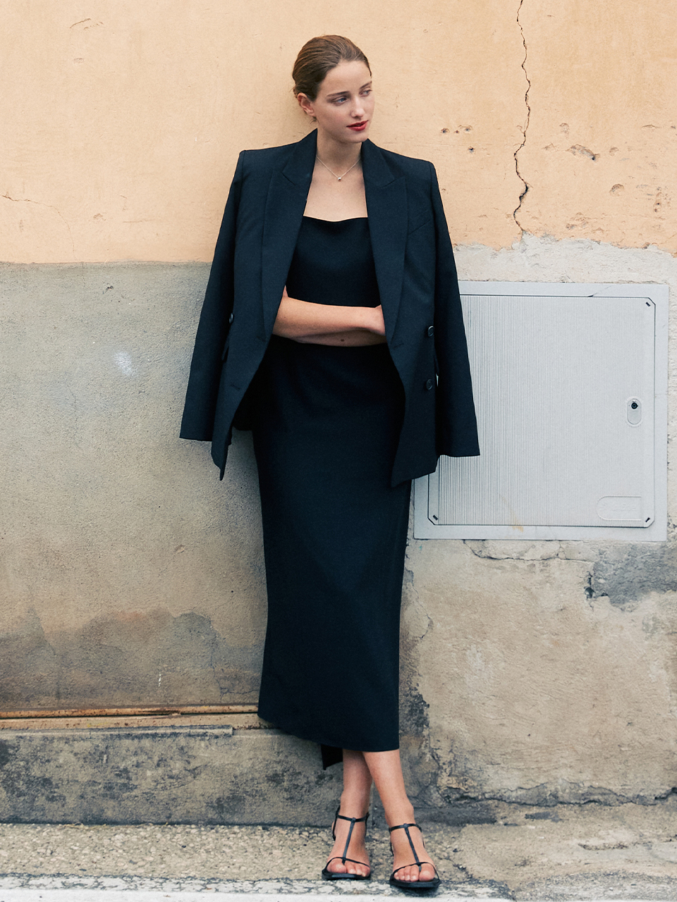 BAU by Bride And You CHERYL Spaghetti Strap H-Line Long Dress_Black