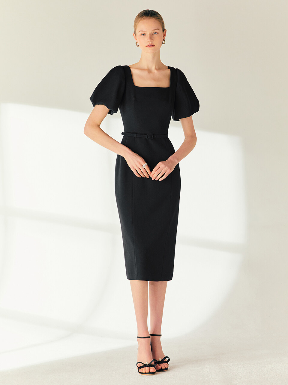 BAU by Bride And You Christina Square Neck H-line Long Dress_Black