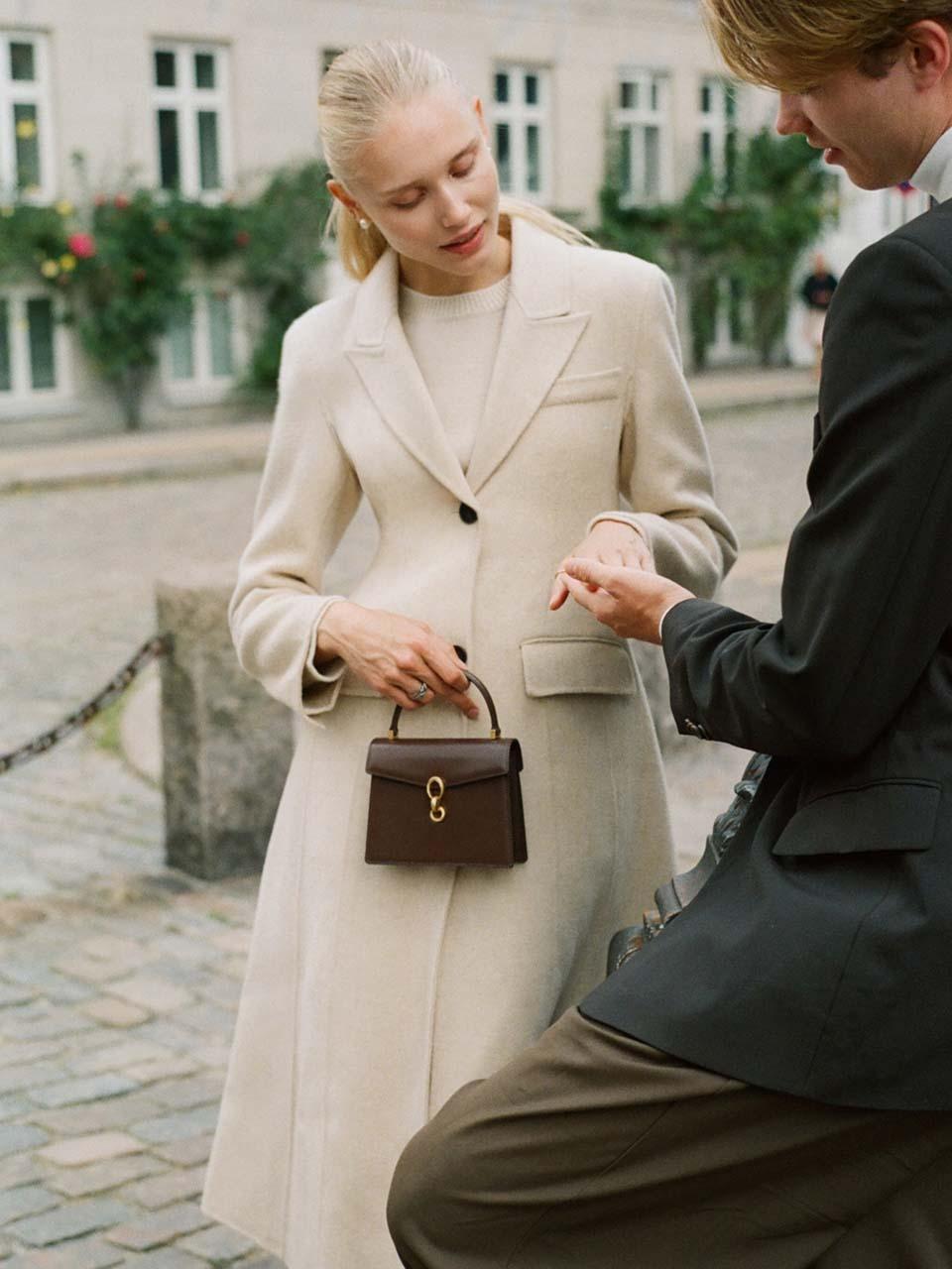 BAU by Bride And You Classic A-line Handmade Wool-Cashmere Coat [Light Brown Beige]
