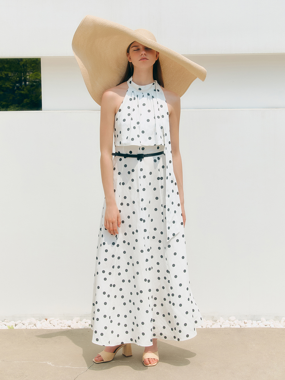 BAU by Bride And You ELISHA Polka Dot Halter Neck Maxi Dress_White